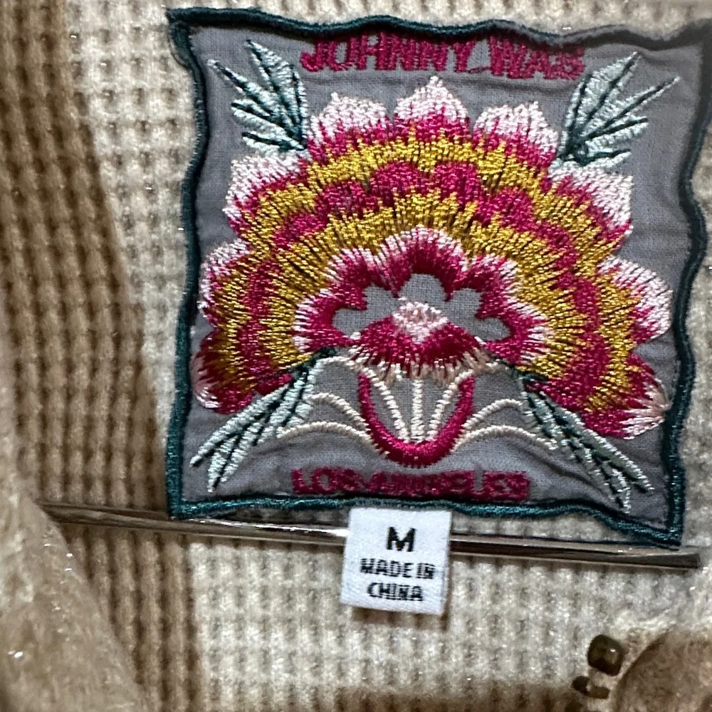 Johnny Was Cream Hoodie and Joggers Set with Multicolor Floral Embroidery - Picture 5 of 5